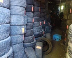 D&G Tire and Auto stacks of tires to be recycled